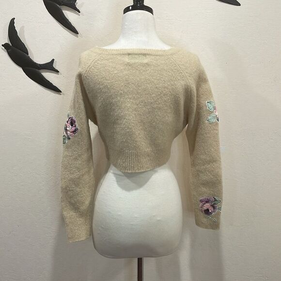 Vintage Snidel Japanese Streetwear Wool Blend Cropped Floral Applique Sweater - Picture 8 of 9